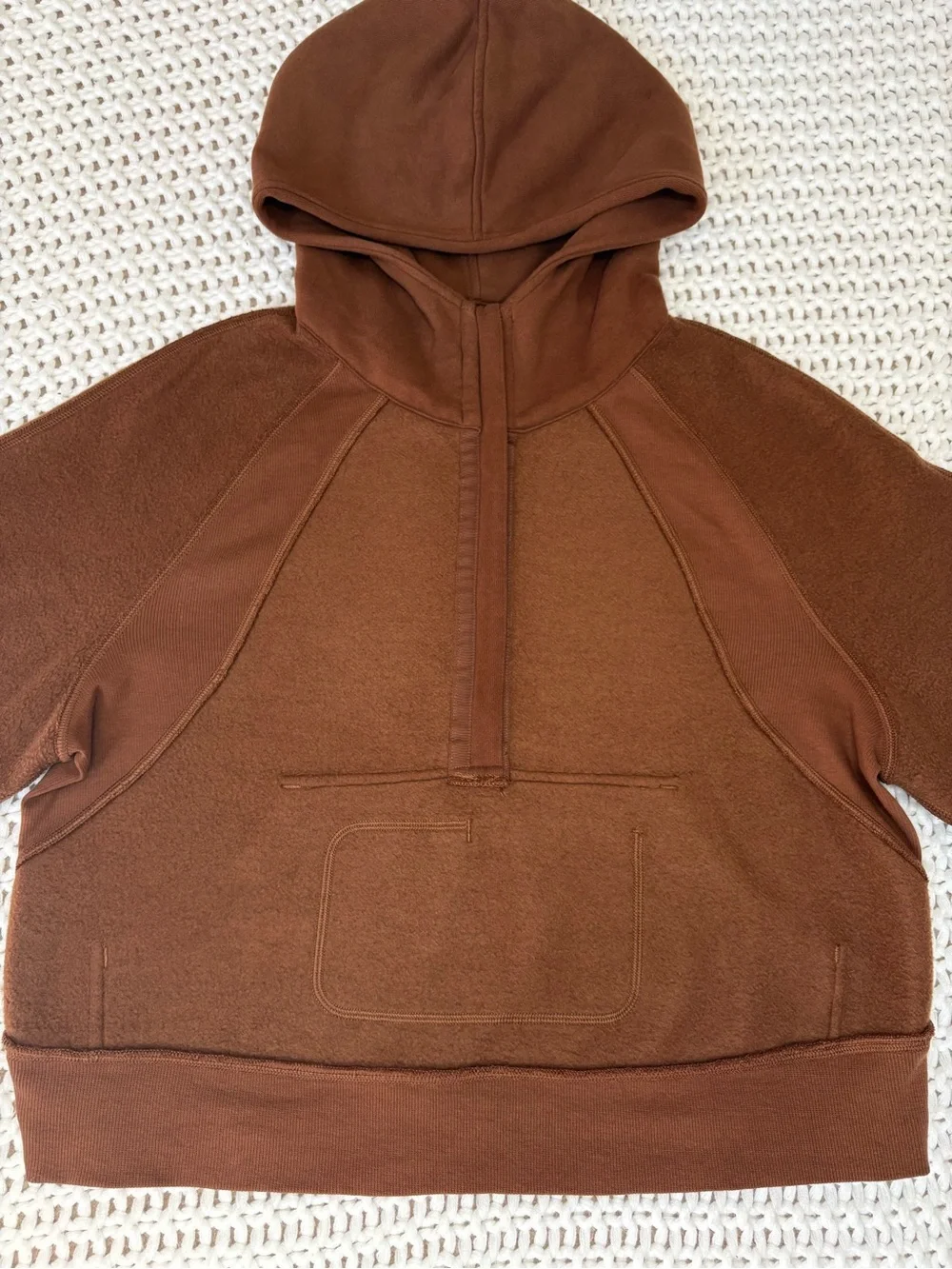 lululemon roasted brown scuba oversized half zip hoodie size xs/s